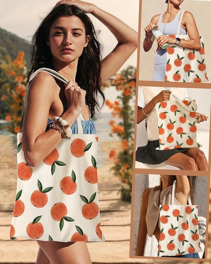 Aesthetic Canvas Tote Bag for Women - Sturdy Cloth Cotton Totes Bag with Pattern Shoulder Bag