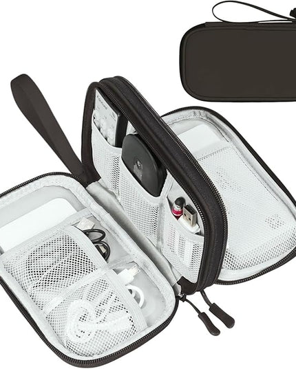 FYY Electronic Organizer, Travel Cable Organizer Bag Pouch Electronic Accessories Carry Case Portable Waterproof Double Layers All-in-One Storage Bag for Cable, Cord, Charger, Phone, Earphone Coffee