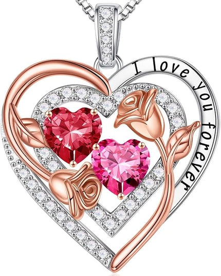 Iefil Christmas Gifts for Women - Sterling Silver Birthstone Necklace Anniversary Birthday Gifts for Her Wife Mom Daughter