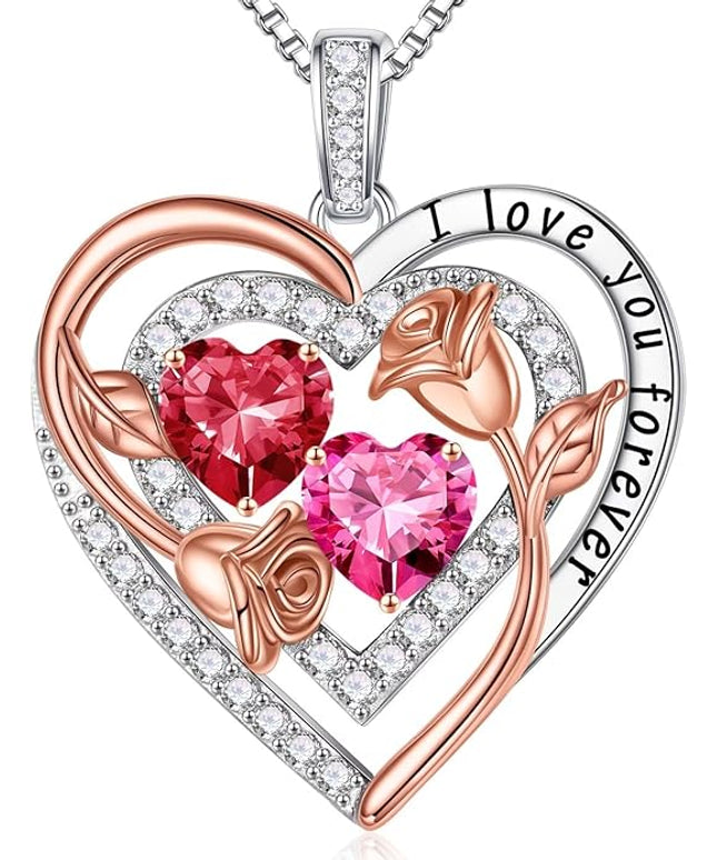 Iefil Christmas Gifts for Women - Sterling Silver Birthstone Necklace Anniversary Birthday Gifts for Her Wife Mom Daughter