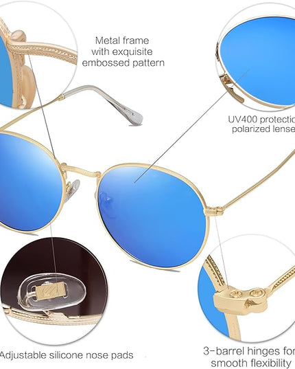 SOJOS Small Round Polarized Sunglasses for Women Men Classic Vintage Retro Shades UV400 SJ1014