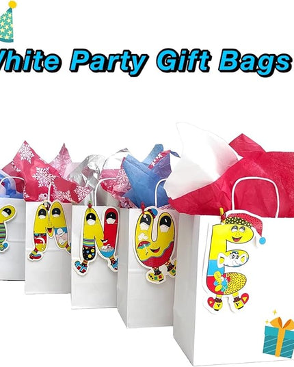 Qutuus White Paper Bags with Handles Bulk 600 Pcs 8x4.5x10 Medium White Gift Bags Bulk, Paper Bag for Retail, Business, Recyclable Paper Bag