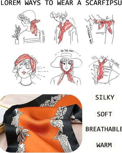 Head Scarf Purse Handle Neck Satin Hair Scarfs For Bag Lightweight Silky Long Thin Women's Fashion Scarves 59 * 5.9”