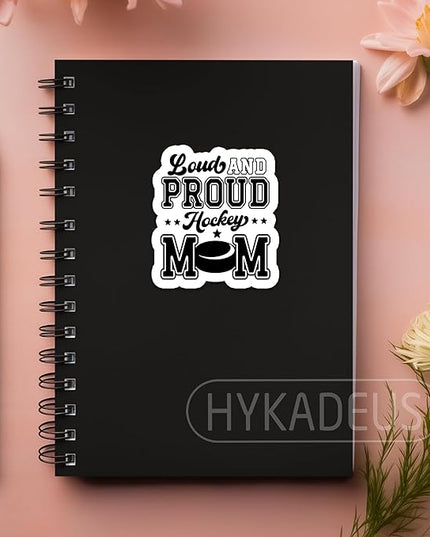 (3Pcs) Loud and Proud Hockey Mom Stickers – Funny Waterproof Vinyl Decals for Laptop, Tumbler, Car, Water Bottle, Book – Hockey Gift for Moms, Mama, 3" x 2.7"