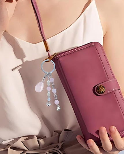 Cute Crystal Keychains Boho Key Rings for Car Keys Kawaii Bag Accessories Charms Bling Healing Teardrop Keyring Handmade