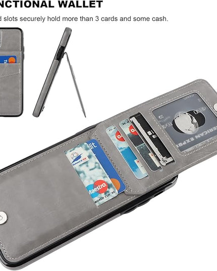 KIHUWEY Compatible with iPhone 11 Pro Max Case Wallet with Credit Card Holder, Premium Leather Magnetic Clasp Kickstand Heavy Duty Protective Cover for iPhone 11 Pro Max 6.7 Inch(Gray)