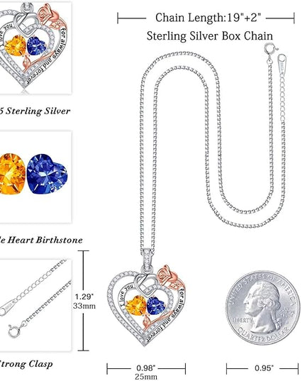 Iefil Christmas Gifts for Wife Women - 925 Sterling Silver Double Birthstone Necklace, Anniversary Birthday Gifts for Women, Jewelry Gift for Wife Girlfriend Mom Her