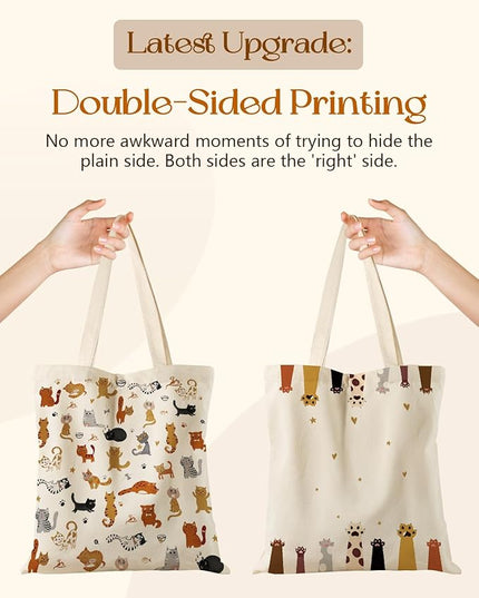 Aesthetic Tote Bag for Women- with Magnetic Buckle and Zipper Inner Pocket Cloth Cotton Canvas Tote Bags