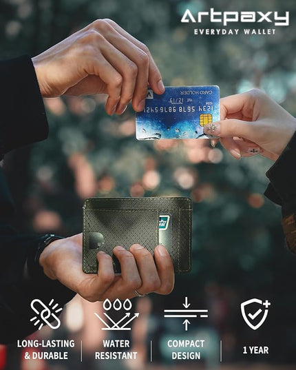 Artpaxy Slim Wallet for Men & Women, Minimalist Front Pocket Card Holder for Travel, RFID Blocking, Water Resistant Nylon Wallet for ID & Cash & Credit Card