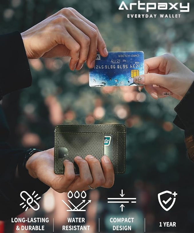 Artpaxy Slim Wallet for Men & Women, Minimalist Front Pocket Card Holder for Travel, RFID Blocking, Water Resistant Nylon Wallet for ID & Cash & Credit Card