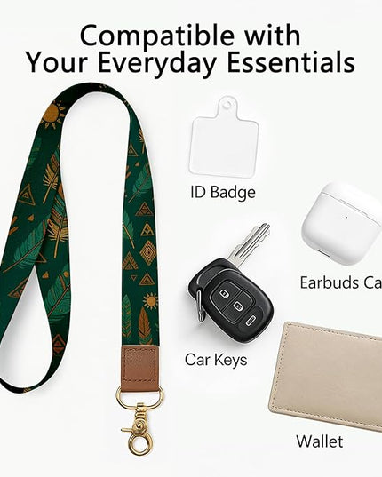 Cell Phone Lanyard with Wrist Strap, Tribal Boho Neck Lanyard for Phones, Car Keys, Wallet and ID Badge – Universal Set