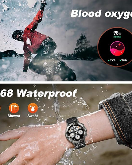 Smart Watch for Men Fitness Tracker: Bluetooth Waterproof Make Answer Call Digital Mens Watches Running Smartwatch for Android Phones iPhone Samsung Compatible Step Pedometer Sleep Heart Rate Monitor