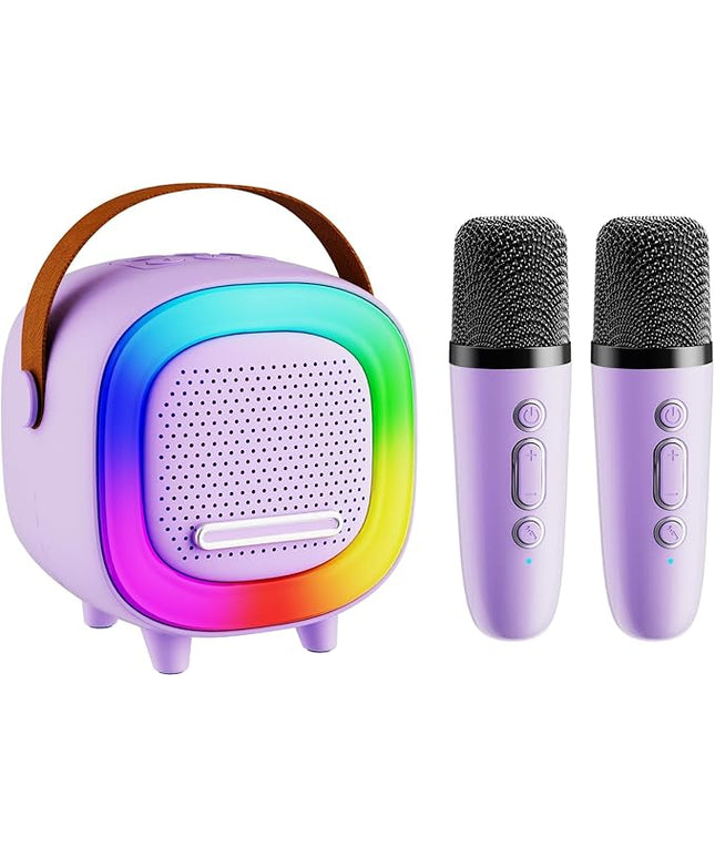 Mini Karaoke Machine Speaker for Kids Adults, Portable Bluetooth with 2 Wireless Microphones, Children's Day Birthday Gift Ideas for Toys for Teens Boys and Girls Aged 4, 5, 6, 7, 8, 9, 10, 11, 12+
