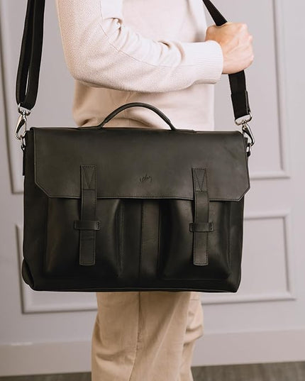 VELEZ Leather Messenger Bag for Men and Women | Vintage Briefcase for 17 inch Laptop | Work Bag Crossbody Laptop Bag