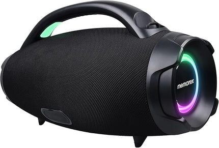 Memorex Rumbler Massive 12-Inch Bluetooth Party Speaker | 80W Powerful Sound | IP67 Waterproof & Dustproof | TWS Dual Pairing | Super Bass Mode | LED Rhythm Light Show | Rechargeable Battery (Black)