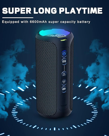 Ortizan Bluetooth Speakers, Portable Wireless Stereo Speaker - IPX7 Waterproof, 30W RMS(40W Peak) Loud Sound, Deep Bass, LED Light, Bluetooth 5.3, for Home/Shower/Outdoor/Beach, Gifts for Adult, Navy