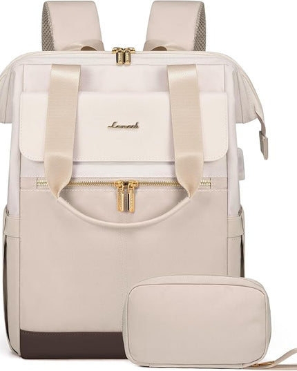 LOVEVOOK Laptop Backpack for Women, 15.6 Inch Work Laptop Bag with USB Port, Fashion Teacher Nurse Backpack Purse, Waterproof Travel Computer Backpack with Organizer Bag, 2PCS