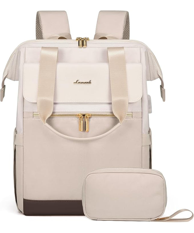 LOVEVOOK Laptop Backpack for Women, 15.6 Inch Work Laptop Bag with USB Port, Fashion Teacher Nurse Backpack Purse, Waterproof Travel Computer Backpack with Organizer Bag, 2PCS