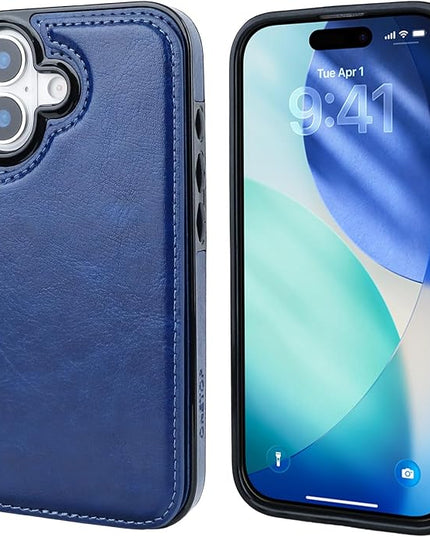 ONETOP Compatible with iPhone 17 Wallet Case with Card Holder, PU Leather Kickstand Card Slots Case, Double Magnetic Clasp and Durable Shockproof Cover 6.3 Inch (Blue)