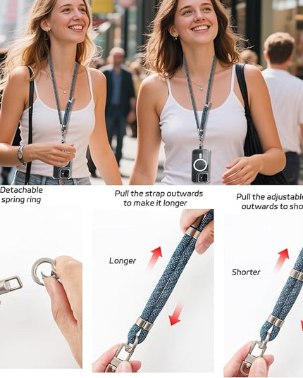 3-in-1 Adjustable Phone Lanyard Crossbody Cell Phone Neck Strap Universal Mobile Wrist Lanyard