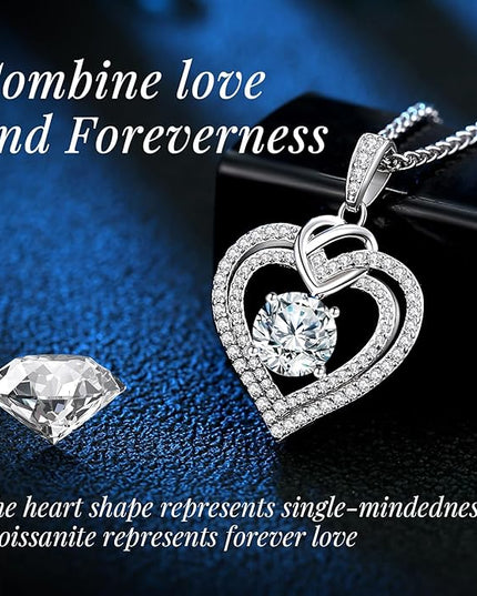 OOBEE Moissanite Heart Necklaces for Women, 1- 4 Carat Moissanite 925 Sterling Silver Gold Plating Fine Women Necklace，Ideal Anniversary Birthday Christmas Valentine Mothers Day Jewelry Gifts for Mom Wife Her Girlfriend