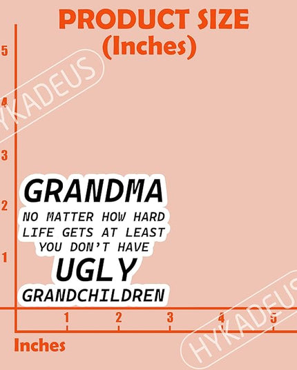 (3Pcs) Funny Grandma Sticker – “No Matter How Hard Life Gets at Least You Don’t Have Ugly Grandchildren” Sarcastic Vinyl Sticker for Grandmas Nana, Laptop, Water Bottle, Scrapbook, Journal, 3" x 2.5 "