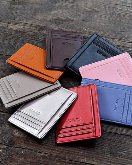 Buffway Slim Minimalist Front Pocket RFID Blocking Leather Wallets for Men and Women - Sand Chocolate