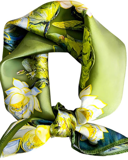 100% Mulberry Silk Scarf for Women Hair Lightweight Square Neckerchief Wrap For Head Scarves 21"