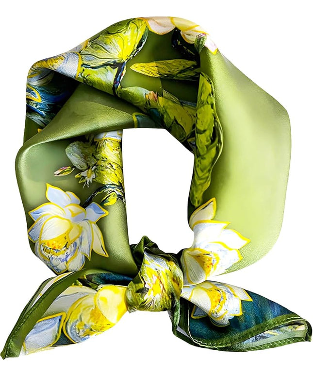 100% Mulberry Silk Scarf for Women Hair Lightweight Square Neckerchief Wrap For Head Scarves 21"