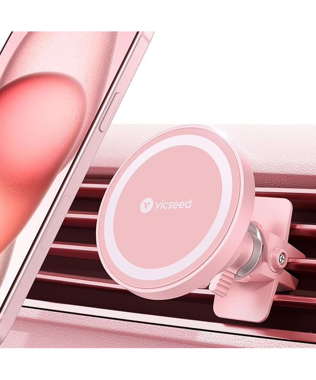 VICSEED for MagSafe Car Mount [Upgraded Strongest Magnet Power] Magnetic Phone Holder for Car Vent 360 Adjustable Magnetic Car Phone Holder Mount for iPhone 15 14 13 12 Pro Max Plus Mini, Pink