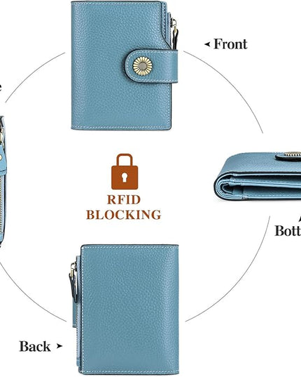 FALAN MULE Small Wallet for Women Leather Bifold Compact Small Womens Wallet with RFID Blocking