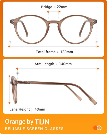 TIJN Blue Light Blocking Glasses Men Women Vintage Thick Round Rim Frame Eyeglasses