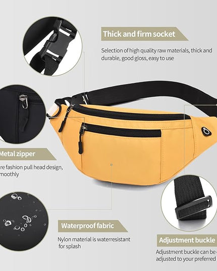 DAITET Crossbody Fanny Pack for Men&Women,Large Waist Bag & Hip Bum Bag with Adjustable Strap for Outdoors Workout Traveling Casual Running Hiking Cycling