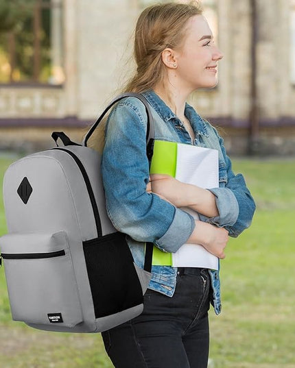 Unisex School Backpack,Classic Bookbag Adults and Teens Schoolbag with USB Port for High School College Office Work Travel