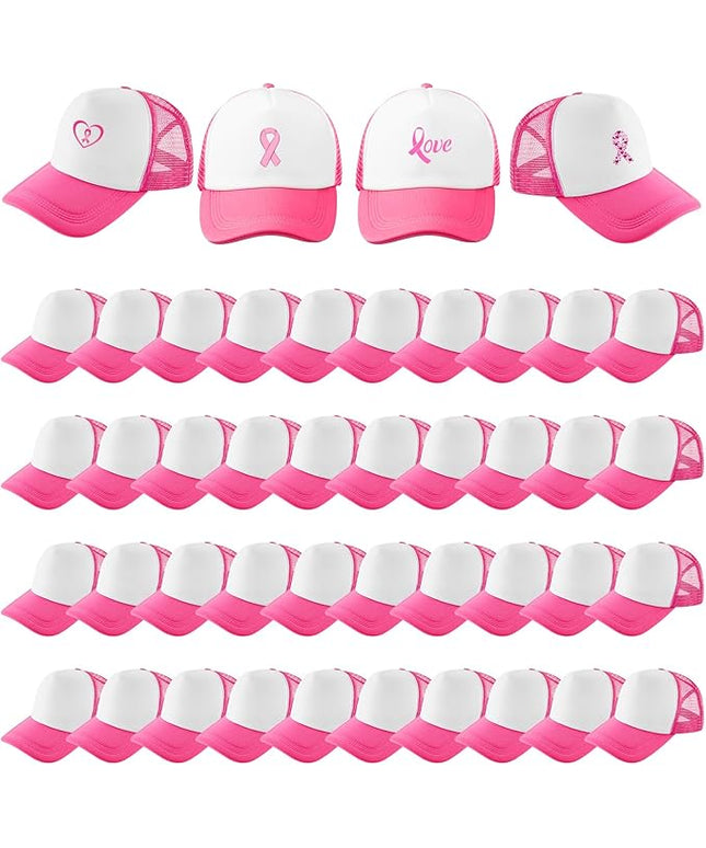 Hercicy 40 Pack Sublimation Blank Trucker Hat Bulk Baseball Cap Adjustable Mesh Unisex Polyester Hat Heat Transfer