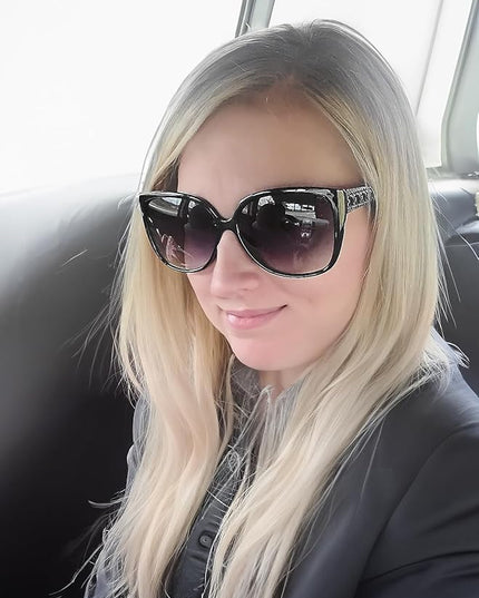 The Fresh Women's Oversized Square Jackie O Cat Eye Hybrid Butterfly Fashion Sunglasses - Exquisite Packaging