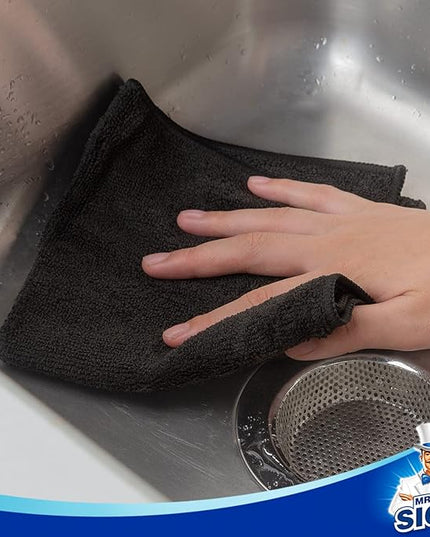 MR.SIGA Microfiber Cleaning Cloth, All-Purpose Microfiber Towels, Streak Free Cleaning Rags, Pack of 12, Black, Size 32 x 32 cm(12.6 x 12.6 inch)
