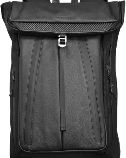 The Frenchie Co. - Work/Travel Speed Backpack - Expandable 23-30 L Laptop Pack - Anti-theft magnetic closure - Ballistic nylon body with full-grain Italian leather trim