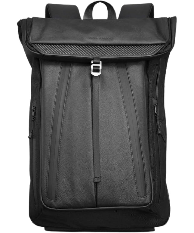 The Frenchie Co. - Work/Travel Speed Backpack - Expandable 23-30 L Laptop Pack - Anti-theft magnetic closure - Ballistic nylon body with full-grain Italian leather trim