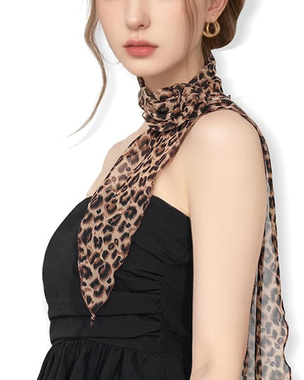 Chiffon Scarf for Women, Removable Flower Neck Scarf Light Soft Fashion Rose Scarves Versatile Headband or Hair Band