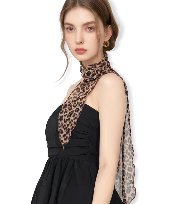 Chiffon Scarf for Women, Removable Flower Neck Scarf Light Soft Fashion Rose Scarves Versatile Headband or Hair Band