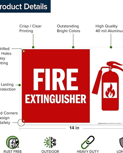 Fire Extinguisher Graphic Sign, 10x14 Inches, Rust Free .040 Aluminum, Fade Resistant, Made in USA by My Sign Center