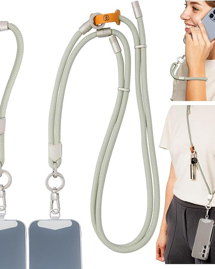 Pulpo 2 in 1 Anti Theft Phone Lanyard and Wrist Strap for iPhone and Android, Adjustable Cell Phone Leash and Universal Tether, Hands Free Strap for Travel Running and Everyday Use, Sage
