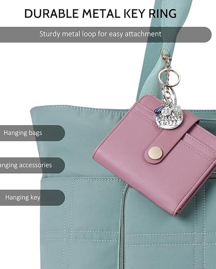 POIUGOYA Slim Wallet for Women,RFID Blocking Bifold Credit Card Holder with Zipper Coin Pocket,ID Window,Keychain