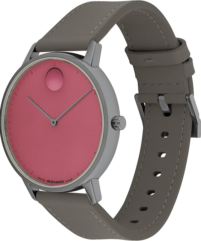 Movado Face Watch - Swiss Quartz, Leather Strap - Classic, Timeless Luxury Fashion Timepiece for Him or Her - 41mm