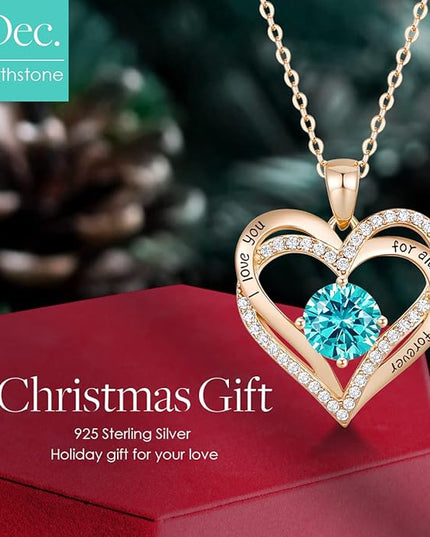 CDE Forever Love Heart Necklaces for Women, Wedding Anniversary, Birthday Mothers Day Christmas Day Gifts for Mom, Mother, Wife, friend, S925 Silver Jewelry with Birthstone Pendant