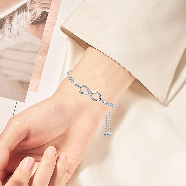 Desimtion Gifts for Women Mom, Infinity Love Bracelets for Women, Valentines Day Birthday Jewelry Gifts for Her Girls Girlfriend Mom Wife from Daughter Son