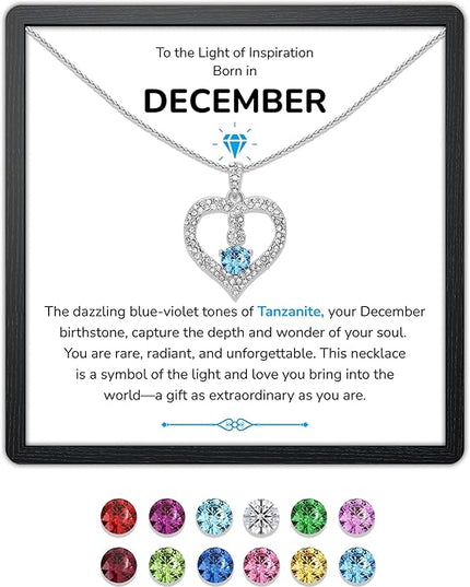 TRYNDI Birthstone Necklace for Women - Infinity 12 Months Birthstone Necklace, Christmas Gifts for Wife, Daughter, Girlfriend, Mom - Mother’s Day, Valentine’s, Anniversary, Birthday Gift for Her