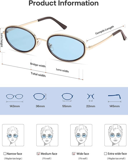 SOJOS Trendy Oval Polarized Sunglasses for Women Men, 80s 90s Chic Retro Vintage Sunnies SJ1248