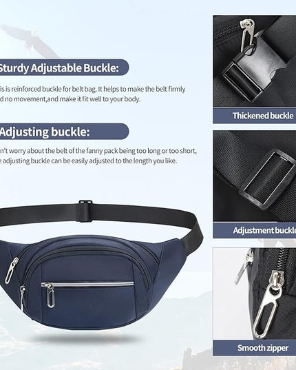 DAITET Crossbody Fanny Pack for Men&Women,Large Waist Bag & Hip Bum Bag with Adjustable Strap for Outdoors Workout Traveling Casual Running Hiking Cycling